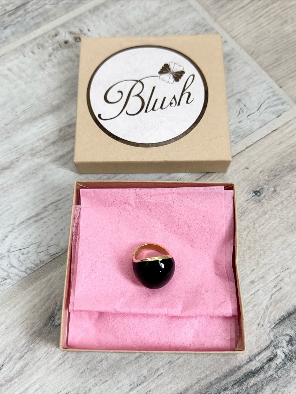 Blush Black Dome Gold Ring